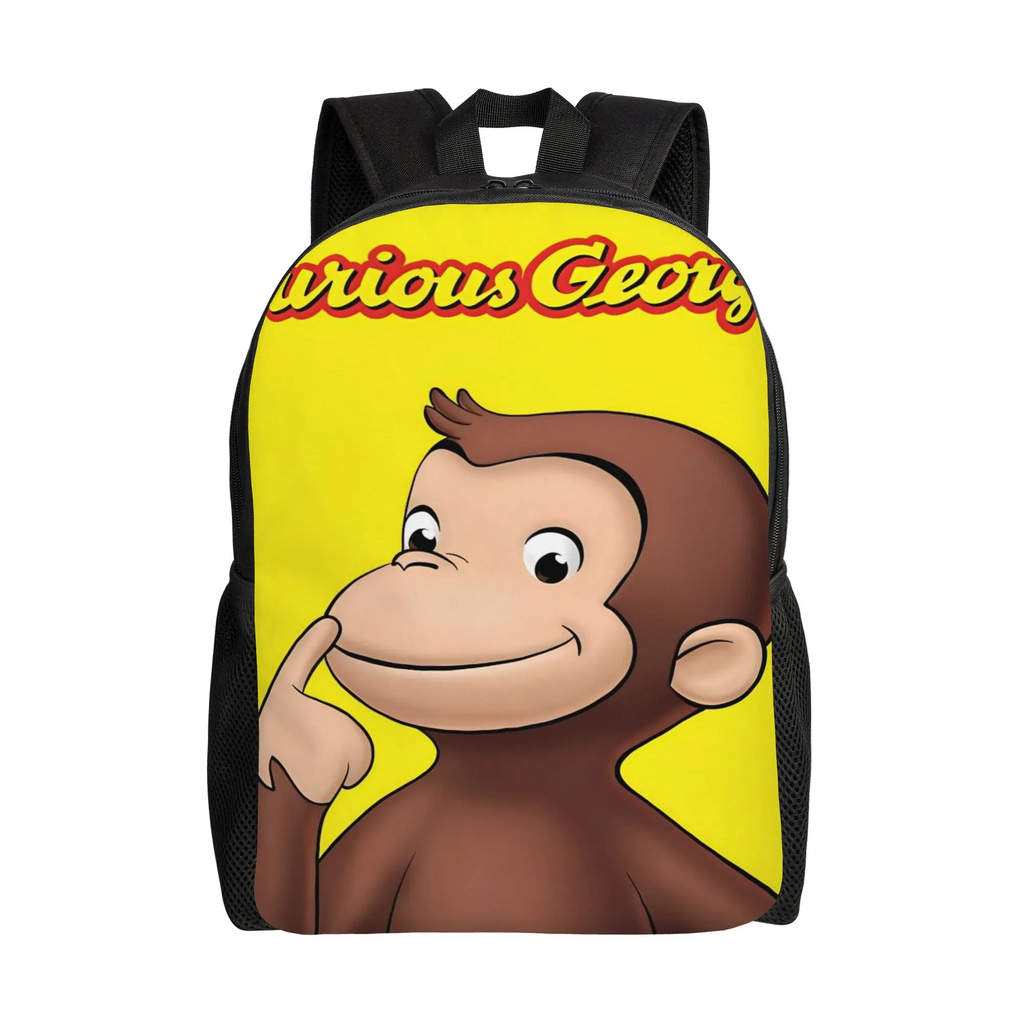 Cartoon Curious George Backpack  University Backpacks Girl Design Print High School Bags Aesthetic Rucksack