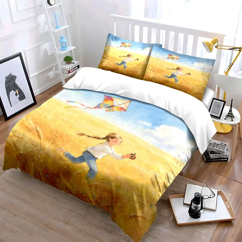 Butterfly Kite Set Outdoors Fun Soft Comfortable Duvet Cover Bedding Set Included 1*Duvet Cover & 2*Pillowcases, gift