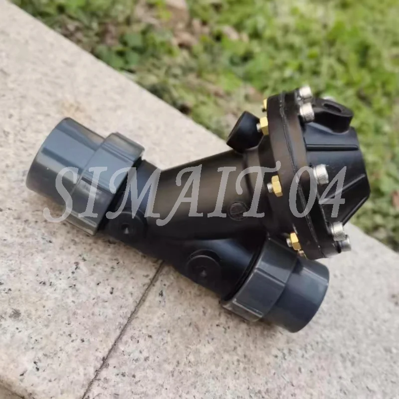 Hydraulic Valve Pneumatic Y-Type UPVC Double Cylinder Plastic Diaphragm Valve Flange