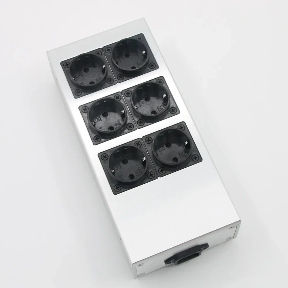 

Silver All aluminum Power Socket EU HiFi Tabletop Socket European Standard Plug Power Supply
