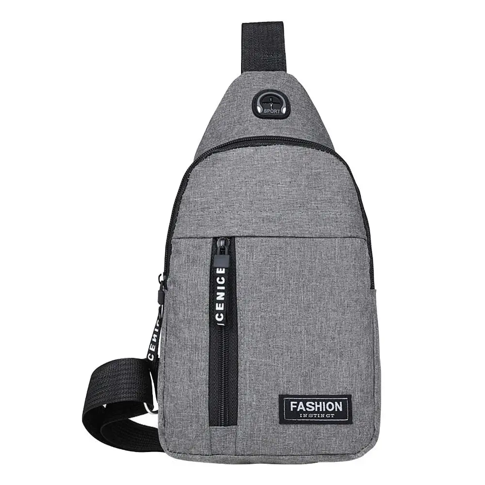 Men Multipurpose Anti-theft Outdoor Chest Pack with Earphone Hole Crossbody Bag Shoulder Sling Bag