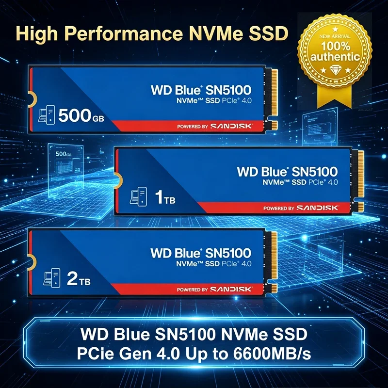 NEW WD Blue SSD SN5100 M.2 2280 NVMe Internal Solid State Drive High Speed PCIe 4.0 Game Drive Works for Laptop PC Hard Disk