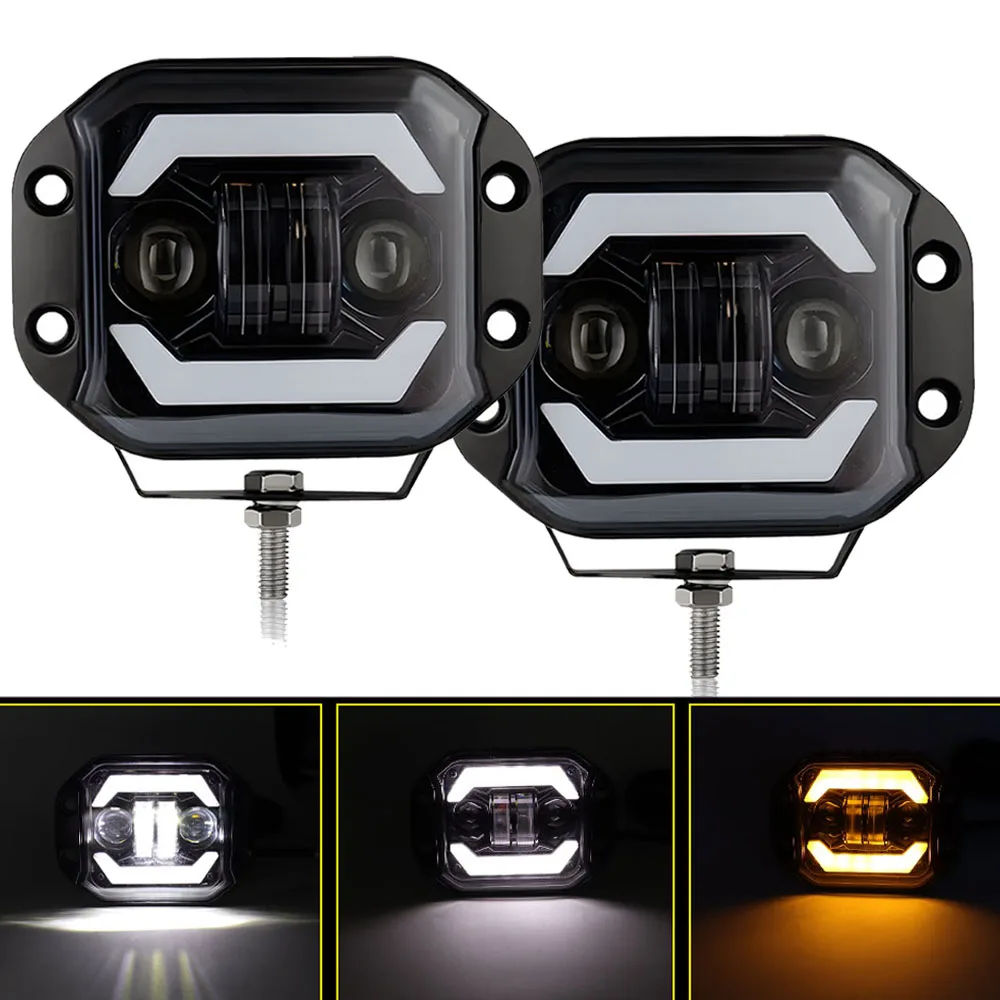 

flush mount led lights for offroad niva 4x4 motorcycle car spot driving light 12V 24V 5 inch work light bar LED Pods fog lamp