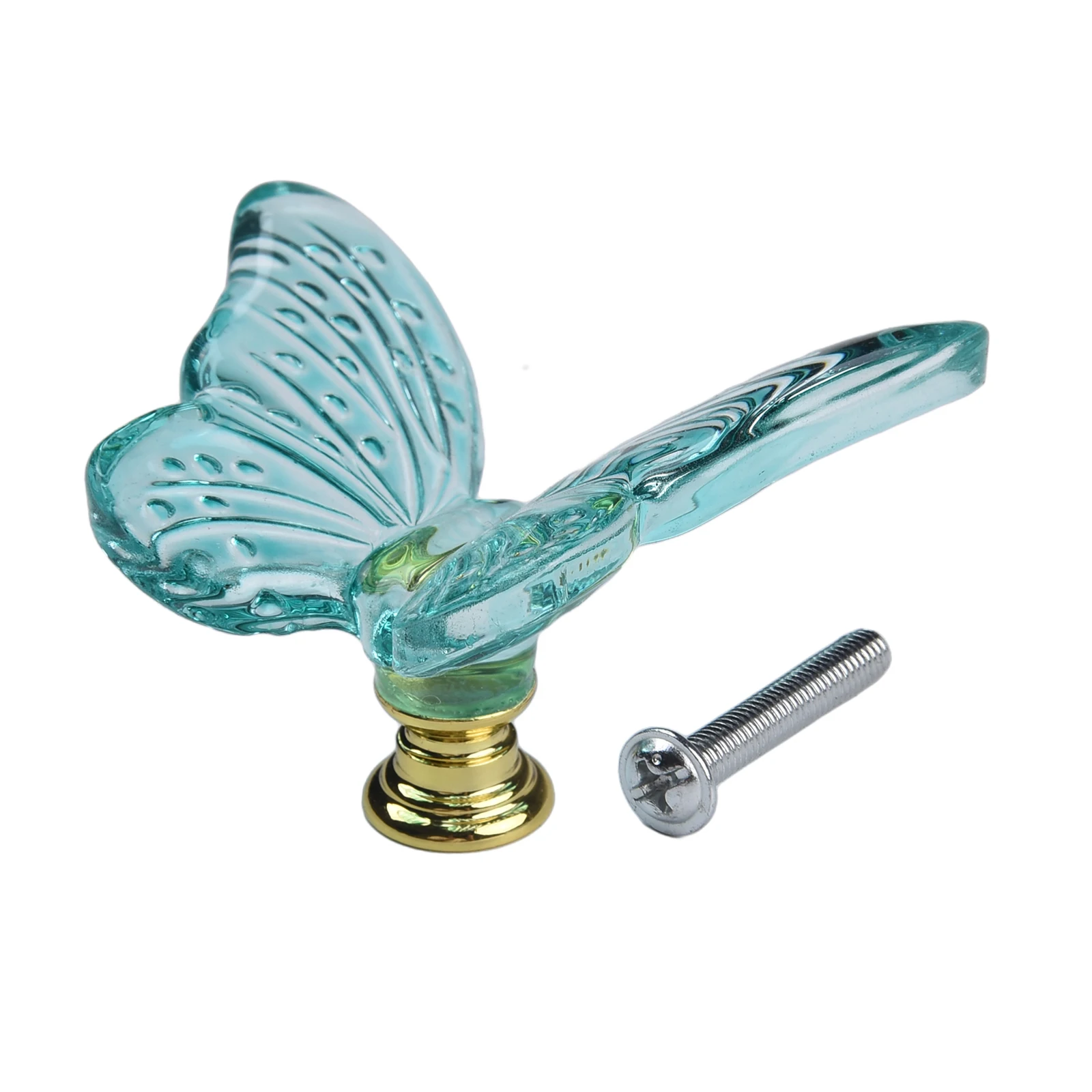 Brand New Butterfly Pulls Dresser Glass+metal Green/white 1 Pcs 25g 6cm*4.9cm/2.3in*1.9in Beautiful For Bathrooms