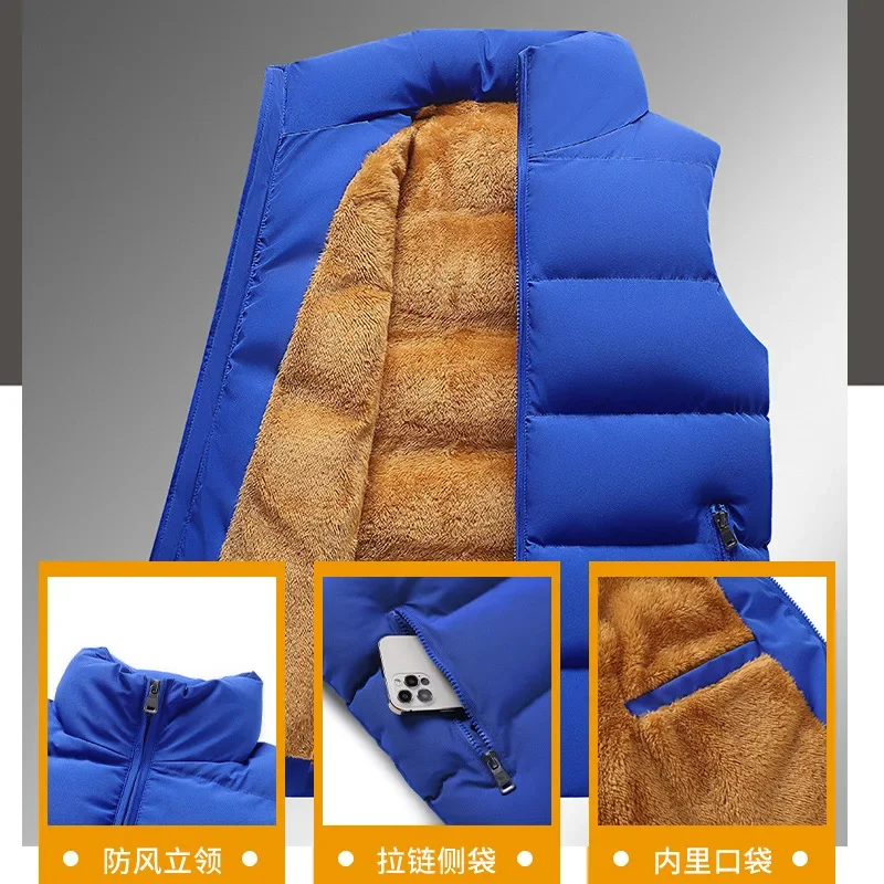 

Мужские черные жилеты из овечьей шерсти, мужские утепленные жилеты, одежда, флисовый теплый жилет, пальто, мужские толстые пуховые хлопковые жилеты, зимние жилеты