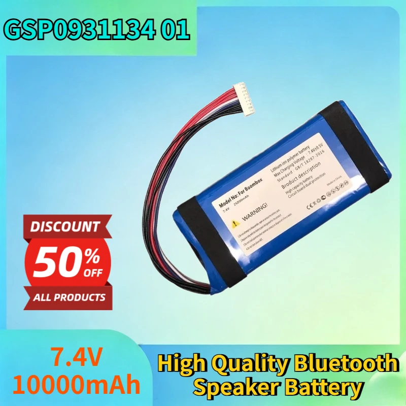 

Newest GSP0931134 01 7.4V 10000mAh Lithium-ion Rechargeable Battery for JBL Boombox1/2/3 High Quality Bluetooth Speaker Battery