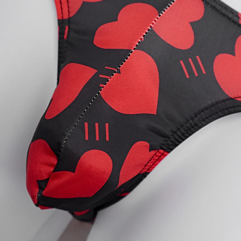 Sexy Men Fashion Love Printed Panties Middle Rise Underwear Briefs Bulge Pouch Casual Daily Wear Underpants