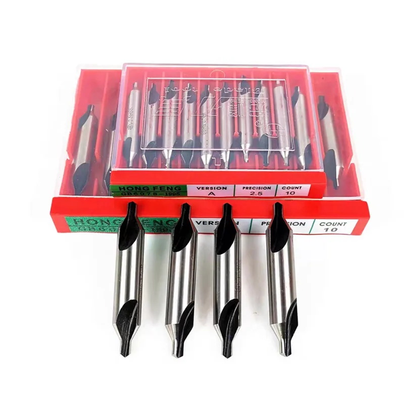 10pcs 60 ° 90 ° A-type/B-type/R-type center drill 0.4-10mm, used for metal processing chamfering positioning CNC lathe drill bit