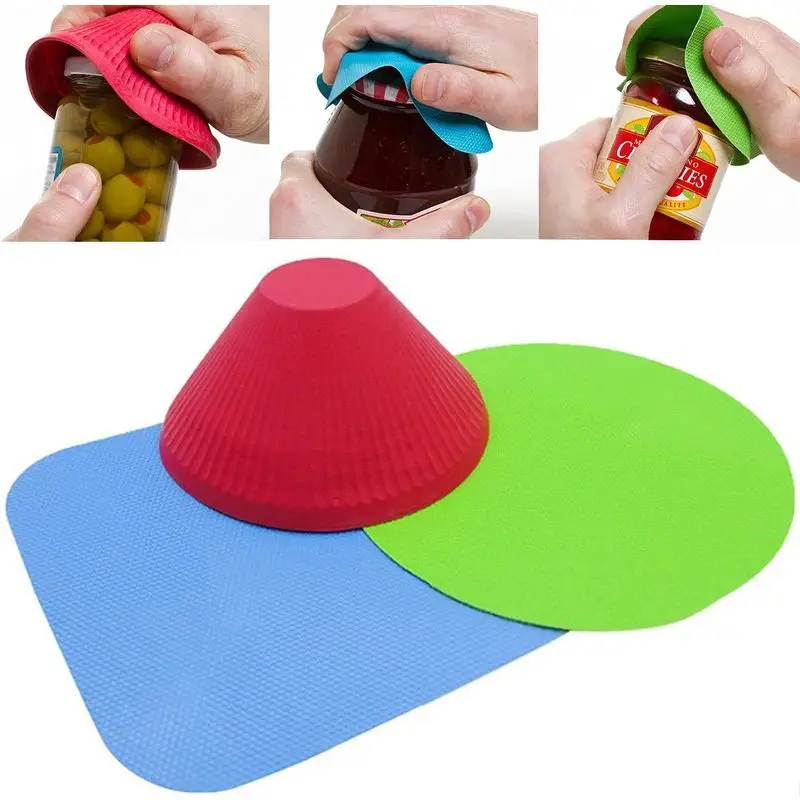 1PC Rubber Can Opener Pad Reusable Bottle Opening Booster Anti-slip Easy-to-Use Gripper for Elderly Children Kitchen Gadgets