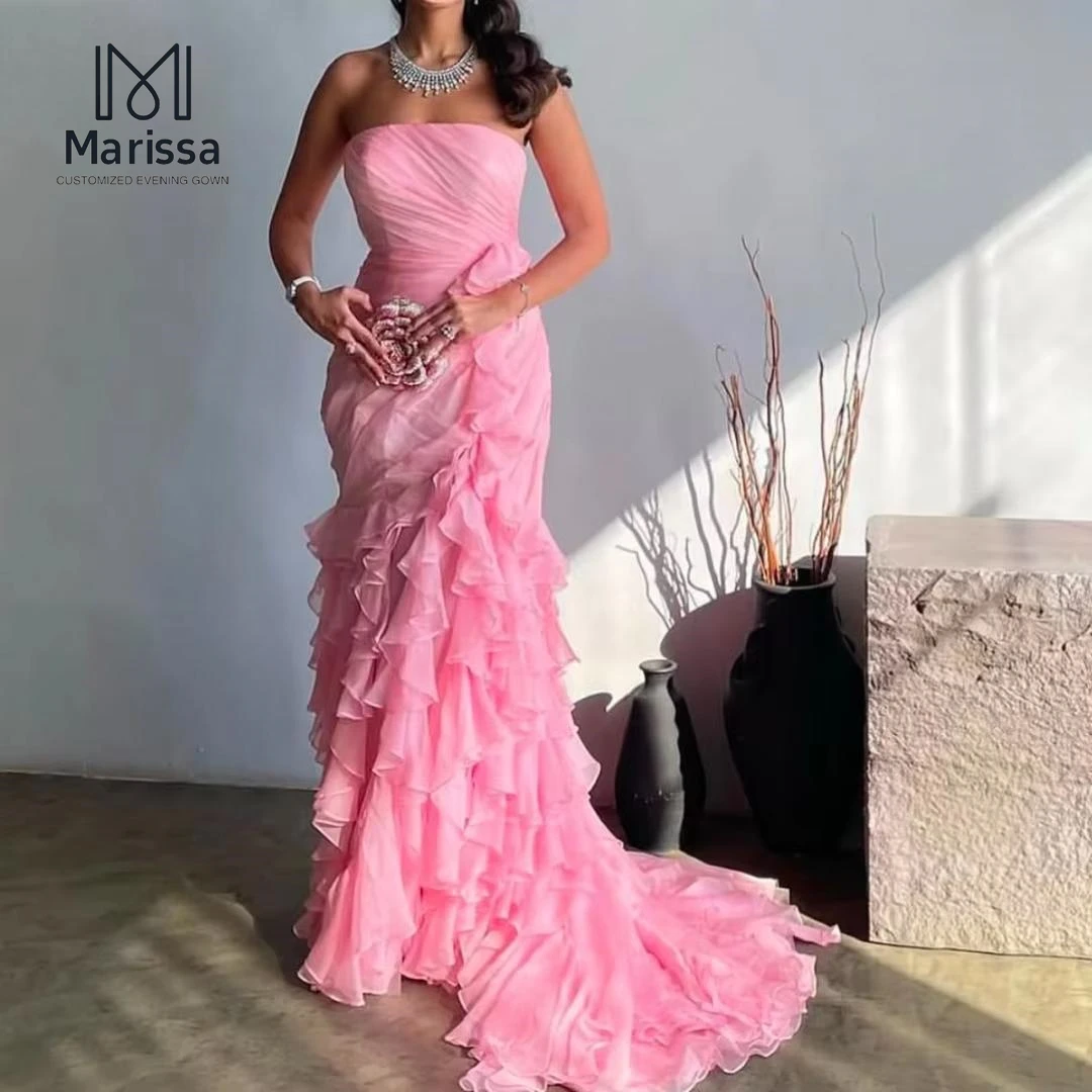

Marissa Pink Tulle Luxurious Women's Evening Dresses Woman Elegant Fishtail Long Style Party Dresses for Special Occasions Prom