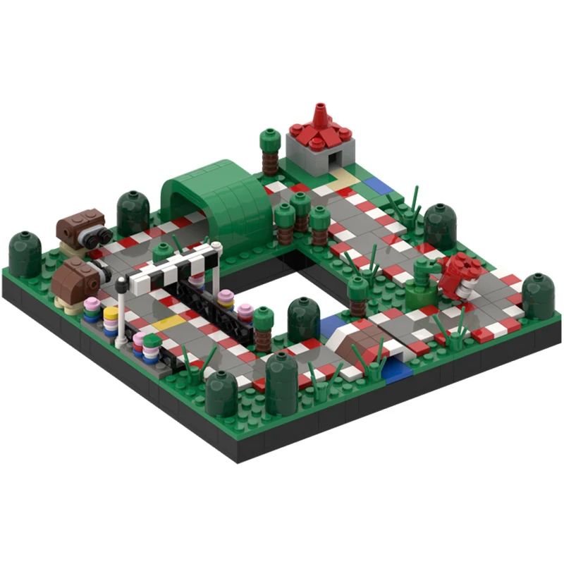 

453pcs MOC Modular Streetscape Mariose Kart Circuit Model Building Blocks Architecture Toy Christmas Gifts Brick Kids Education