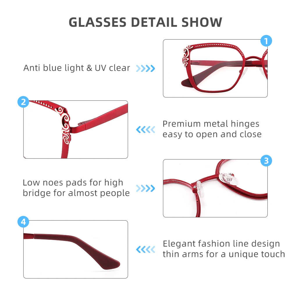 Luxury Square Optical Glasses Frames Vintage Flower Eyeglasses Frame Women Prescription Eyewear Female Myopia Hyperopia Glasses