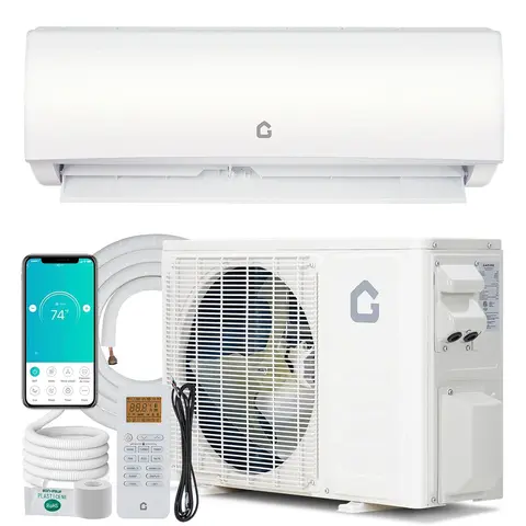 9000 BTU WiFi Mini Split AC & Heat Pump System, 20 SEER2 208-230V Ductless Air Conditioner for up to 450 Sq.Ft, Alexa Compatible