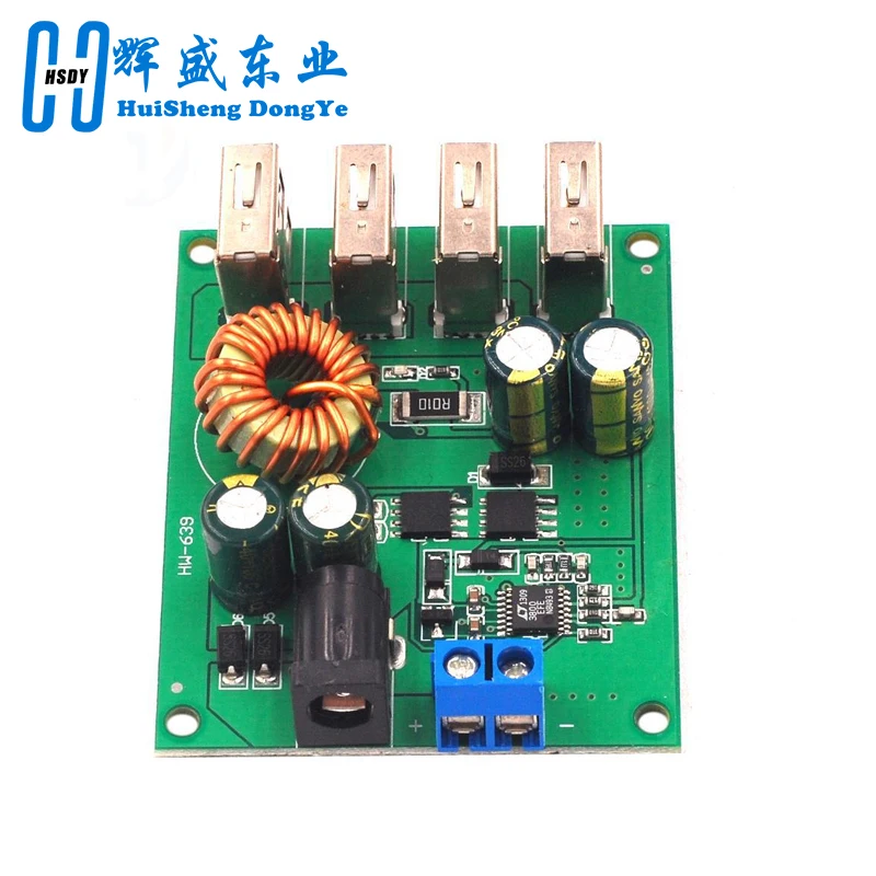 DC DC 7 V-60 V ถึง 5V 5A 4 USB เอาต์พุต Buck Converter Board ขั้นตอนลงโมดูล Car Charger ความเร็วสูง