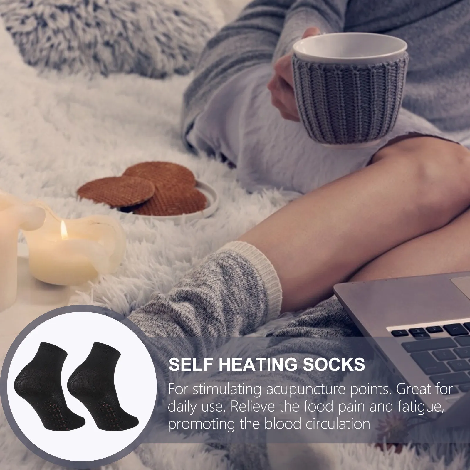 

2Pairs Breathable Magnetic Winter Socks Self Heating Warm Therapy Socks Stimulate Acupuncture Points Relieve Fatigue