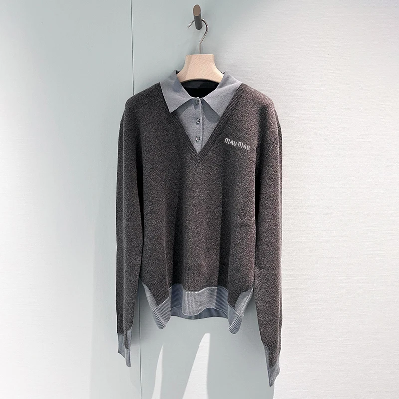 

Простой вязаный топ Ele для молодых девушек, наклеенный дизайн, корейский облегающий длинный воротник-свеч, стандартная длина