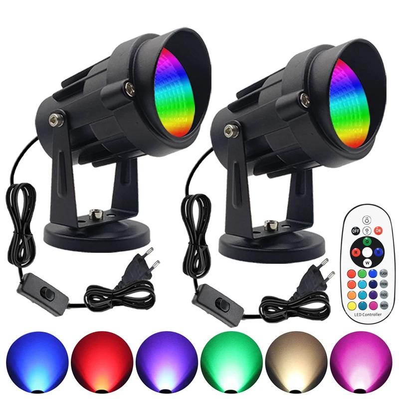 10W RGBW Indoor LED Spotlight with Remote Control Color Changing Dimming Uplighting  Indoor Lighting for Artwork