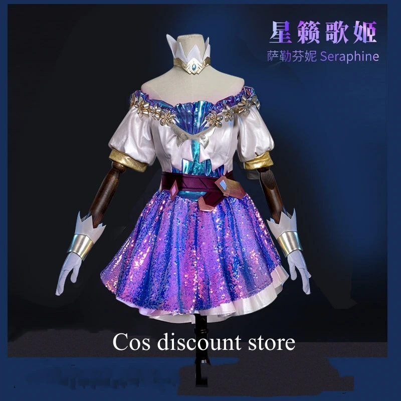 

In Stock Seraphine Cosplay Costume Game LOL Role Play Singer Women Girls Cos Dress Costume Comic-con Party Suit Full Set New