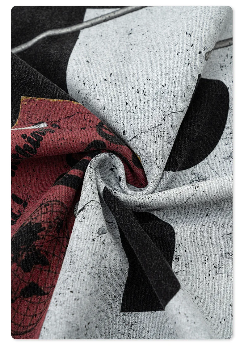 graphic t shirts street retro distressed letter print drop-shoulder T-shirt made of thick cotton fabric punk-style