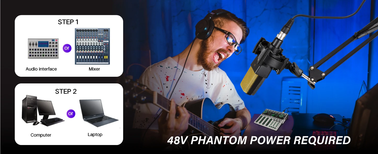 BAIFEILI C414 Professional Condenser Mic Studio Singing Microphone for Karaoke Podcast Recording Tiktok Live Streaming