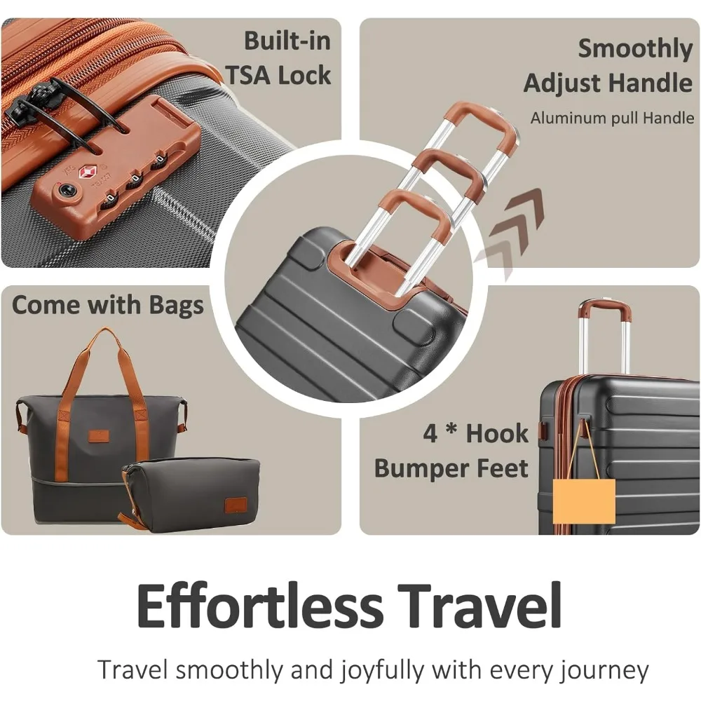 Lightweight Spinner Luggage Set with TSA Lock: 3-Piece Hard Shell Suitcases for Travel - 20, 24, and 28 Carry-On and Check-In Op