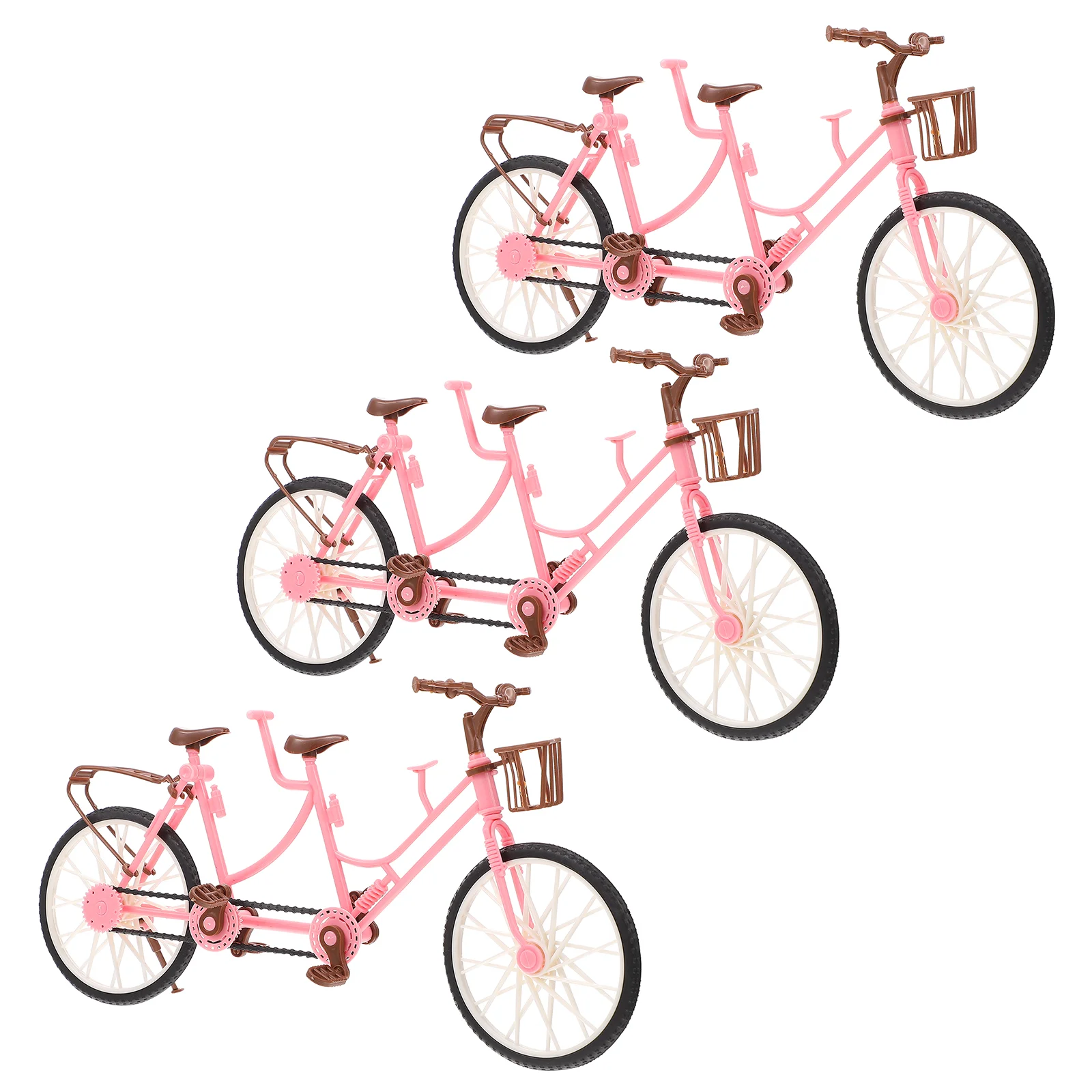 3 Pcs Two-seater Bicycle Durable Toy Bike Figurine Decor Decorations Plaything Abs Model Miniature Practical Adornment Creative