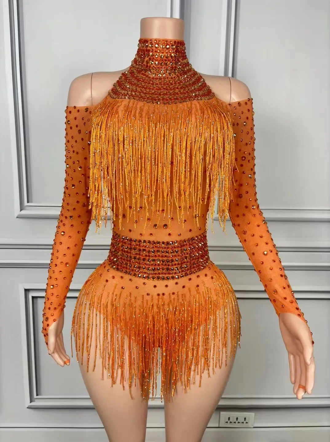 

Latin Dance Cha Cha Dance Costume Talent Show Nightclub Bar Jumpsuit Model Catwalk Banquet Party Dress