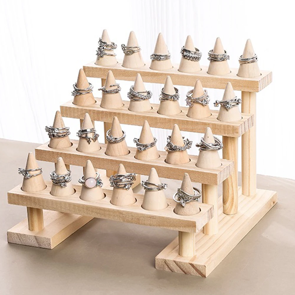

Wood Ring Display Holder Jewelry Organizer Storage Rack Shelf Jewelry Display Decorative Holder Stand Showcase Gift