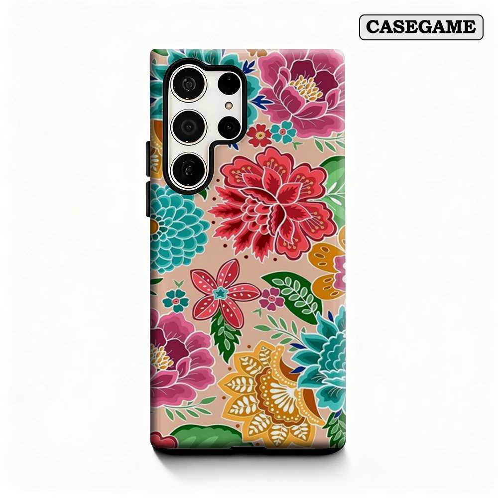 Чехол для телефона с яркими цветочными цветами для Samsung Galaxy S25 Ultra S24 S23 Ultra Plus, противоударная двухслойная задняя крышка