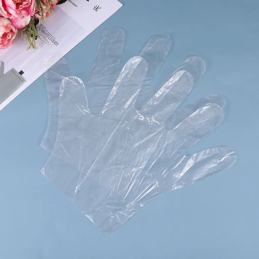 

300Pcs Thick Transparent Disposable Gloves Food Grade Pe Protective Work Gloves for Industrial Cleaning Labor Use Lightweight