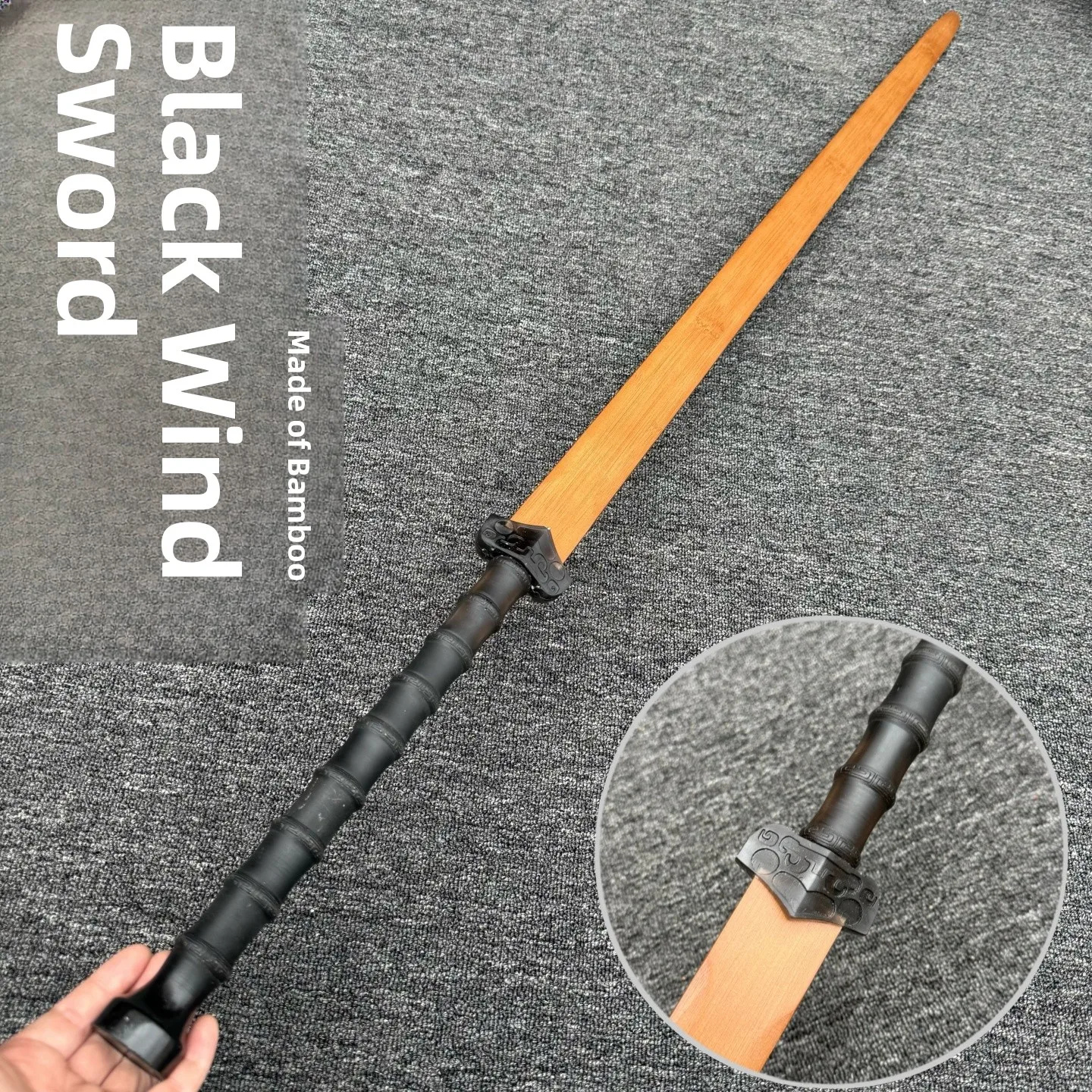 Double-Handed Wooden Sword Bamboo Sword Traditional Martial Arts Training Props Samurai Blade Children's Toy Wooden Knife