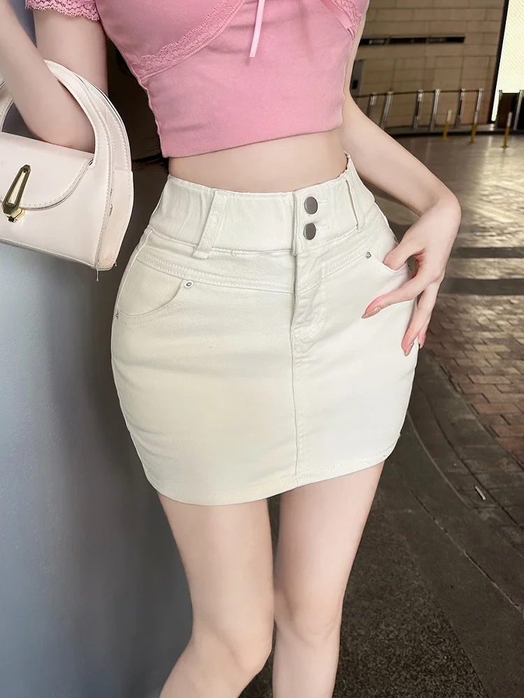 A-Linien-Jeansrock mit hoher Taille und Knoten für den Körper, Anti-Licht-Ortrock für Damen, Sommer, neues Design, Hüftvergrößerung