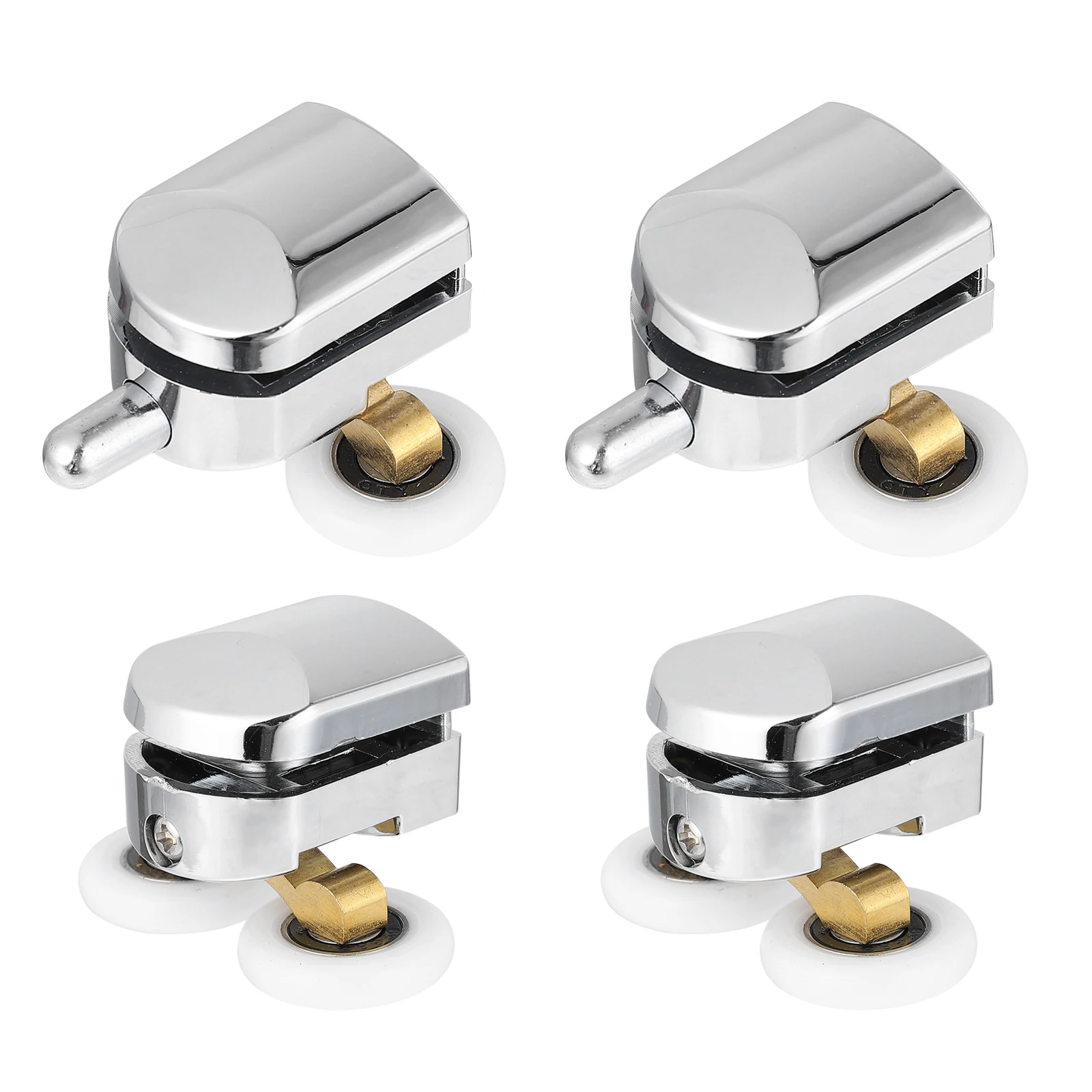 

Shower Door Wheels Copper Electroplated Plastic Alloy Sliding Hardware Replacement Bottom Runners for Bathrooms Glass Doors