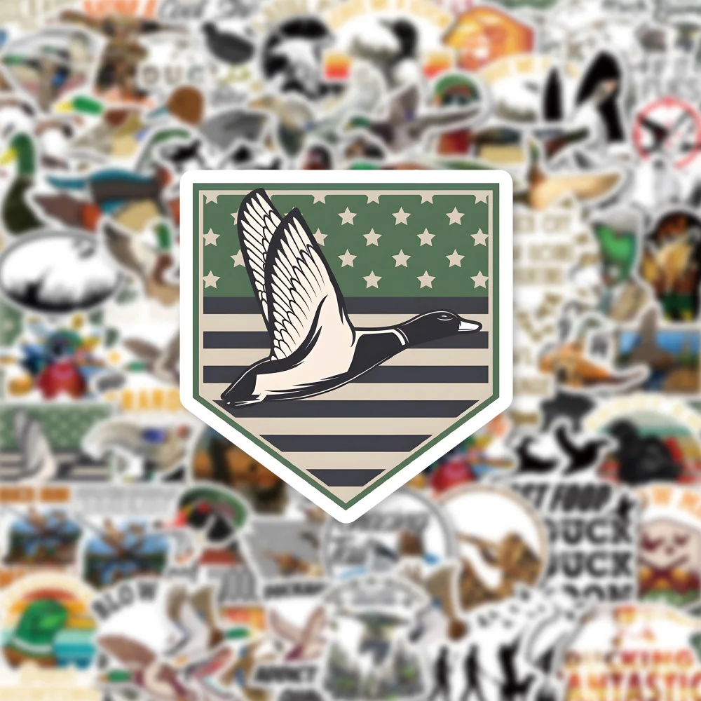 2024 New Duck Hunting Sticker Pack Animal Cartoon Mobile Phone iPad Car Trunk Helmet Guitar Scrapbook Toys Decoration Wholesale