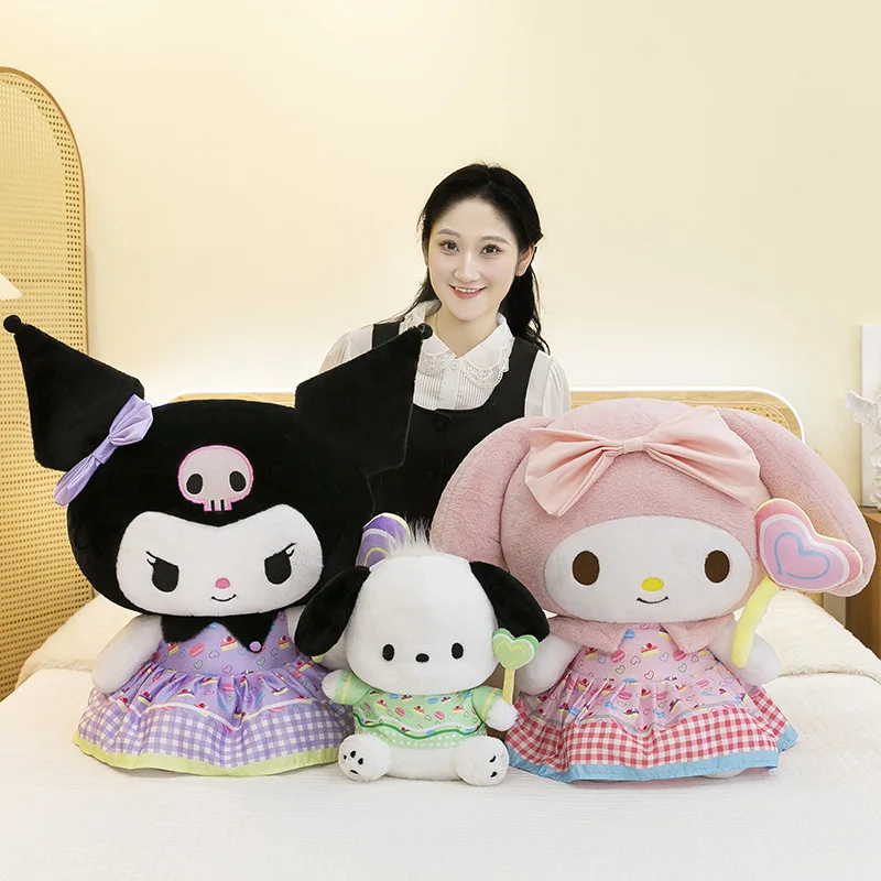 

40-65CM Big Size Macaron Kuromi Plushie Kawaii Sanrio Peluche Cartoon My Melody Plush Ornament Comfortable Soft Doll Toy Gifts