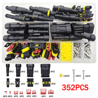 352Pcs Waterproof Car Electrical Connector Kit,1/2/3/4 Pin Way Terminal Wire Connector Plug For Motorcycle Truck Boats Scooter