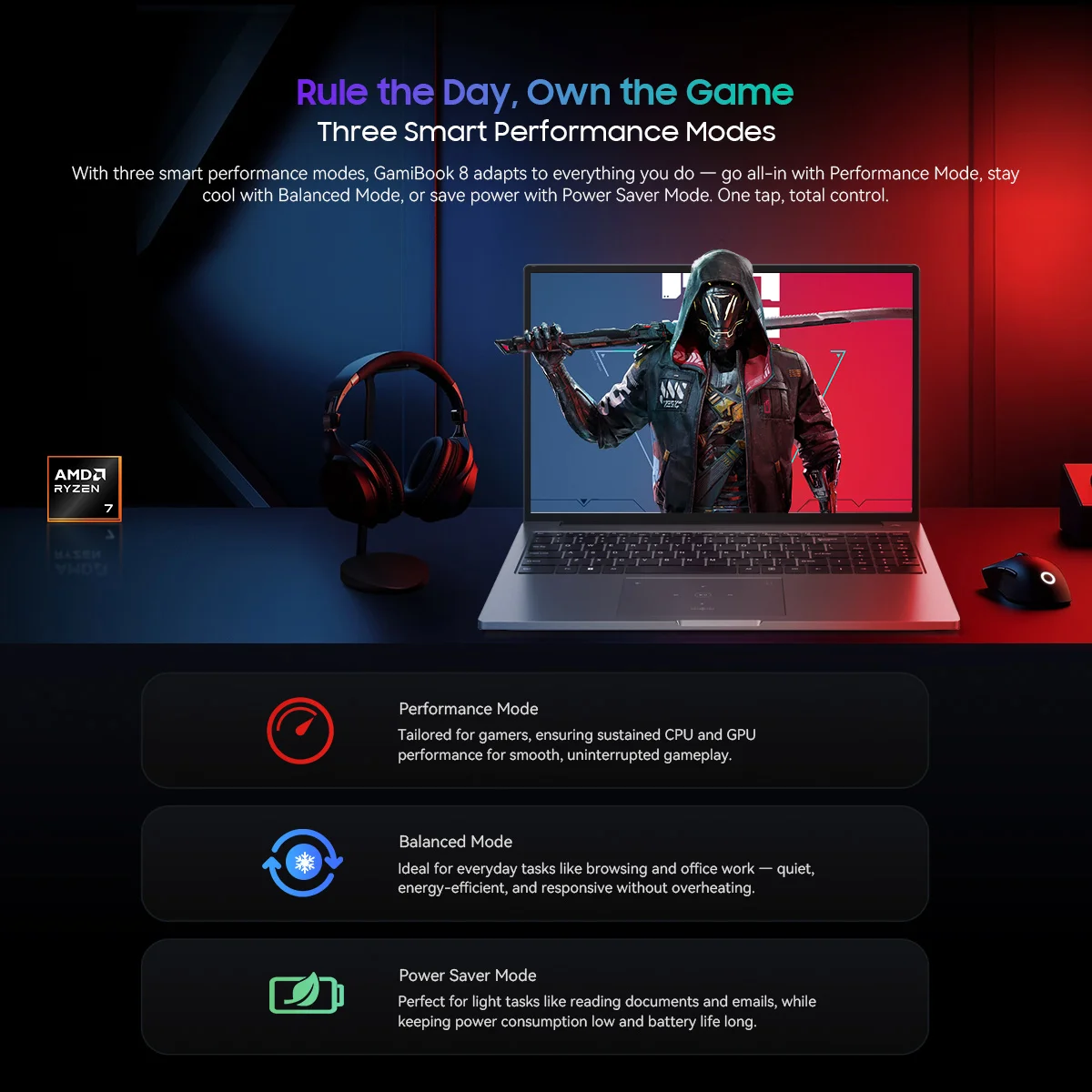 كمبيوتر محمول Blackview GamiBook 8 مقاس 16 بوصة وشاشة 1920*1200 AMD Ryzen ™   7 7735HS معالج بطارية 57 وات في الساعة 65 وات شحن سريع Win 11pro Wi-Fi 6