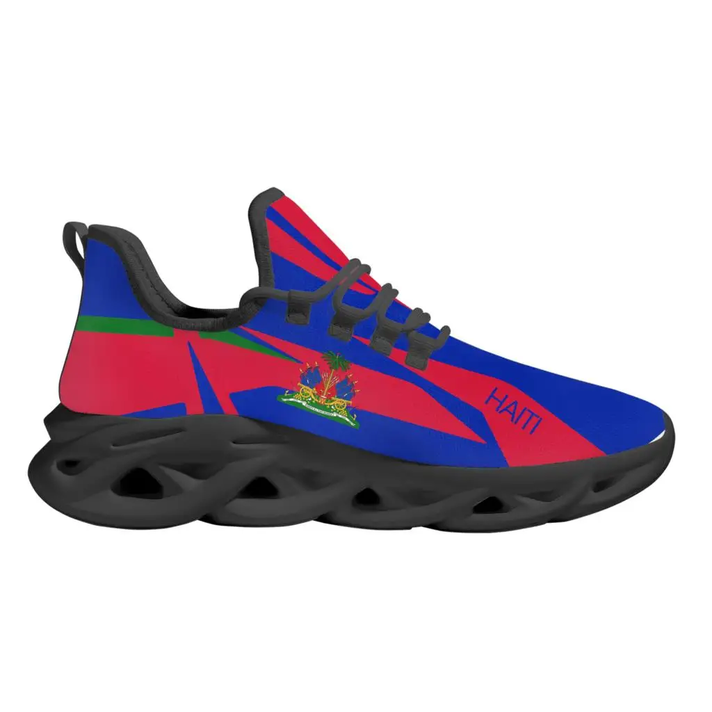 Zapatillas deportivas con diseño de bandera de Haiti para adultos, zapatos informales de malla cómodos, antideslizantes, resistentes al desgaste, vulcanizados, para exteriores, 2023