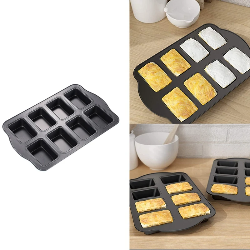 New Eight Consecutive Nonstick Toast Molds 8-Hole Brownie Cake Bread Pan Mold Mini Submarine Sandwich Mold Baking Pan