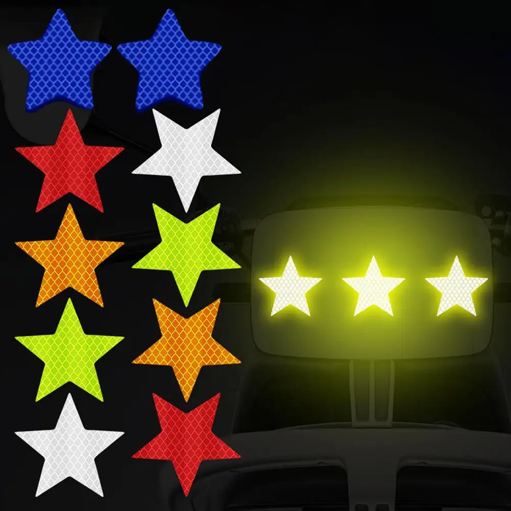 10pcs/set Car Bumper Reflective Safety Strip Stickers Car Star Reflective Sticker Reflective Warning Safety Tape
