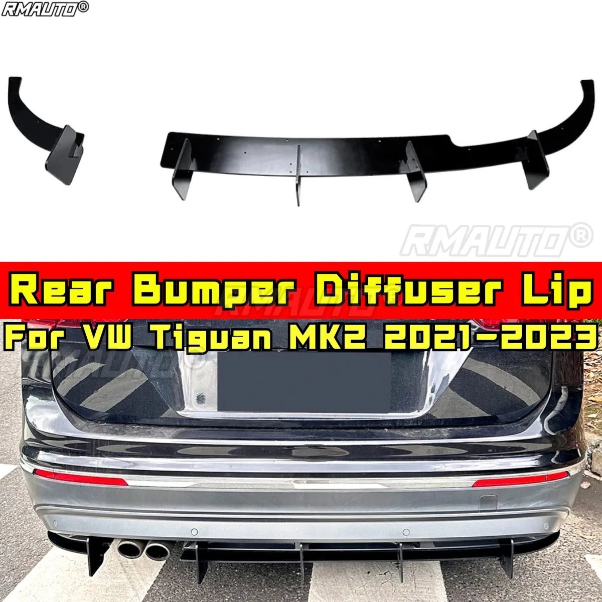 

For VW Tiguan MK2 2021-2023 Body Kit Bumper Protector Rear Bumper Diffuser Guard Spoiler Splitter Lip Car Accessories
