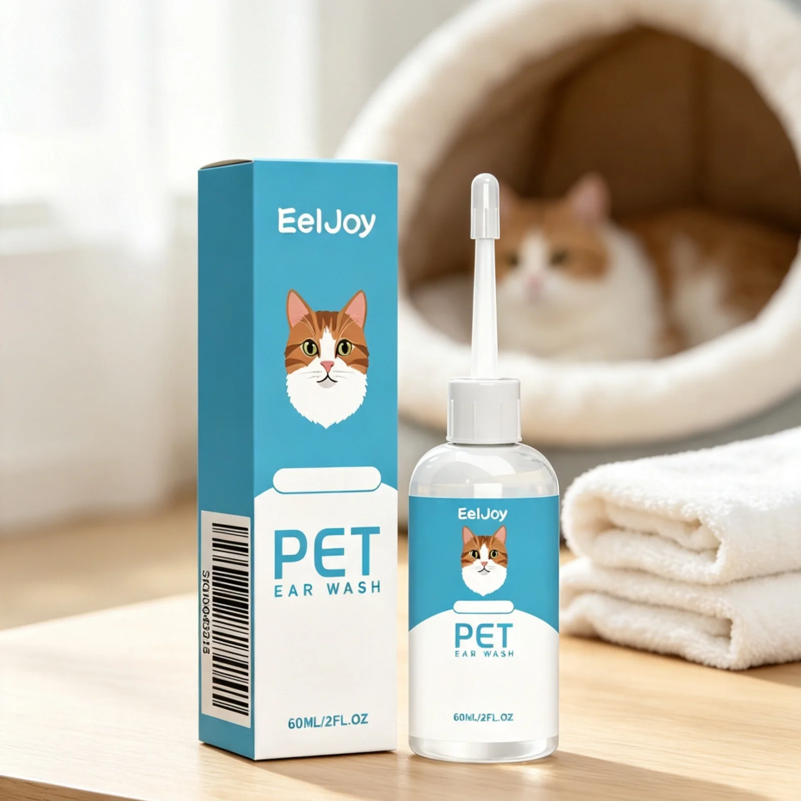 EelJoy Pet Ear Wash Deep Cleaning Soften Earwax Remove Dirt Deodorizing Natural Botanical Extracts Gentle Pet Ear Cleaner 60ml