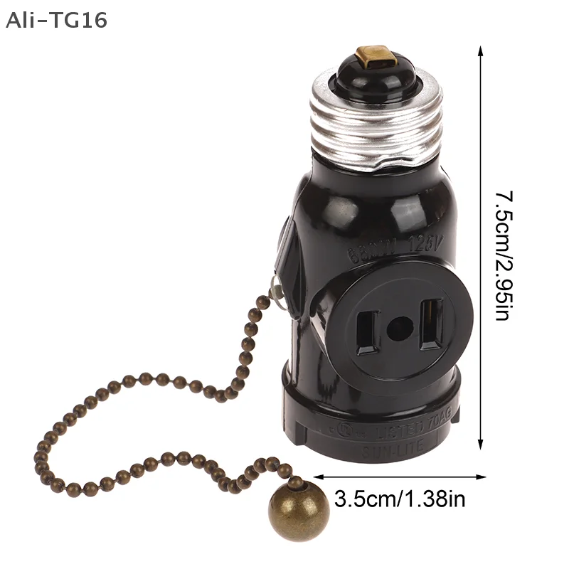 أبيض أسود الباكليت L5-15R الولايات المتحدة إلى E26 ضوء لمبة المقبس مع 15 سنتيمتر سحب سلسلة التبديل أمريكا حامل مصباح تحويل قاعدة