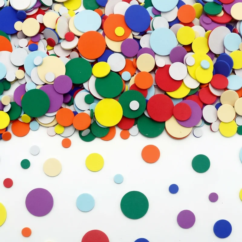 Mixed Size Round EVA Foam Stickers Colorful Circle Dots Self-Adhesive Glitter & Matte Foam Sheets for Kids DIY Craft School Art