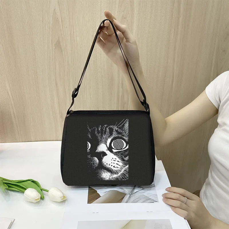 Psychedelic Weirdcore Cat Shoulder Bags Vaporwave Aesthetic Cats Unisex Handbag Trippy Harajuku Punk Crossbody Bag Phone Holder