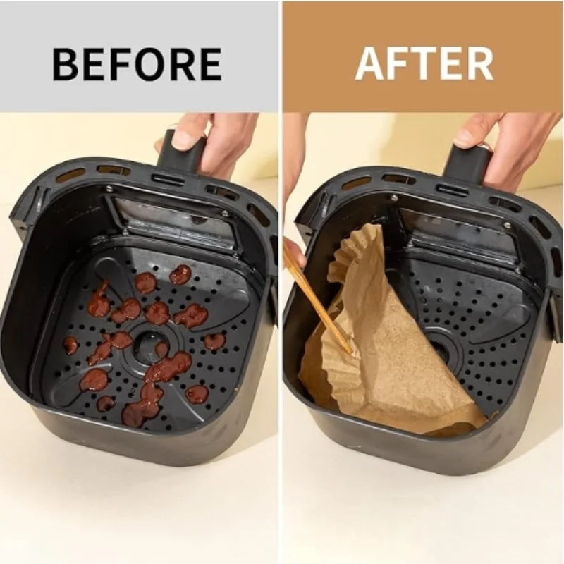Rectangular air fryer with special paper, food grade thickened baking oven, heat-resistant silicone oil paper tray E9195
