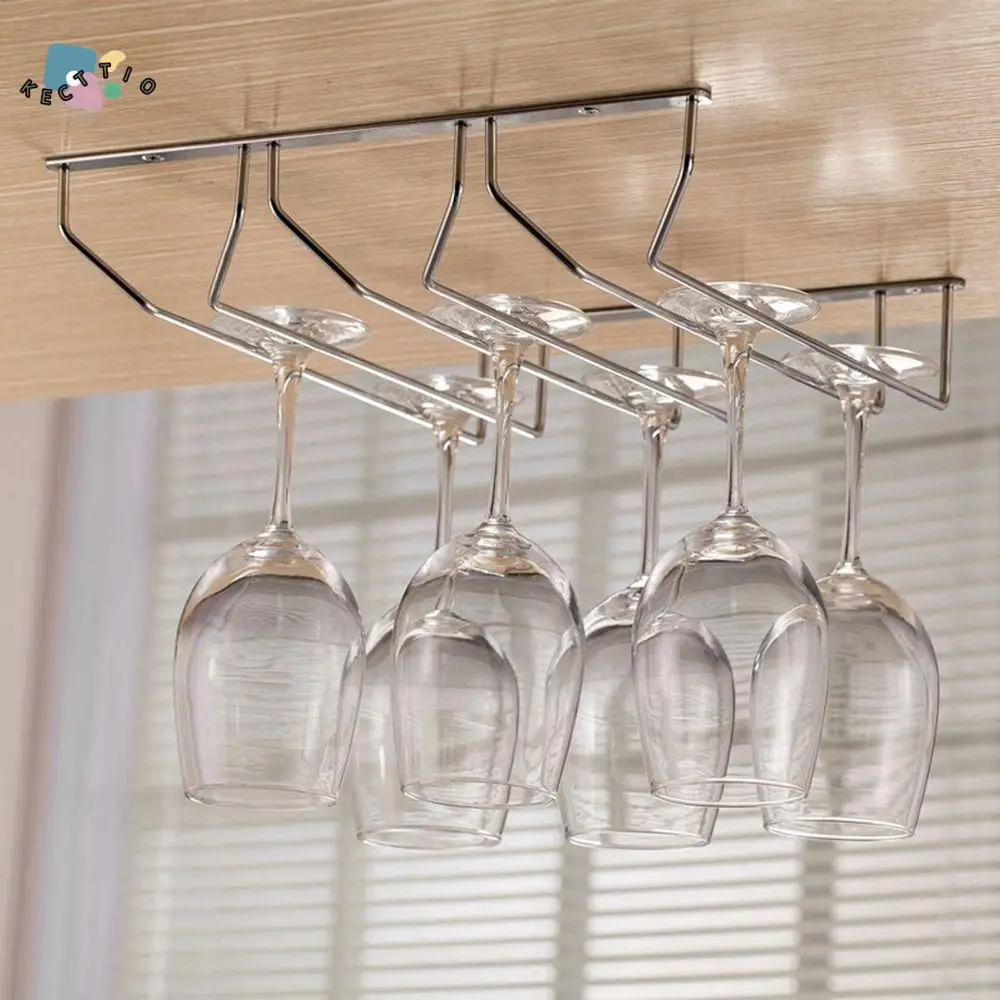 

High Quality Silver Double Row High Glass Rack Single Row Multiple Size Wine Rack Glass Holder Goblet Holder Wine Glass Rack