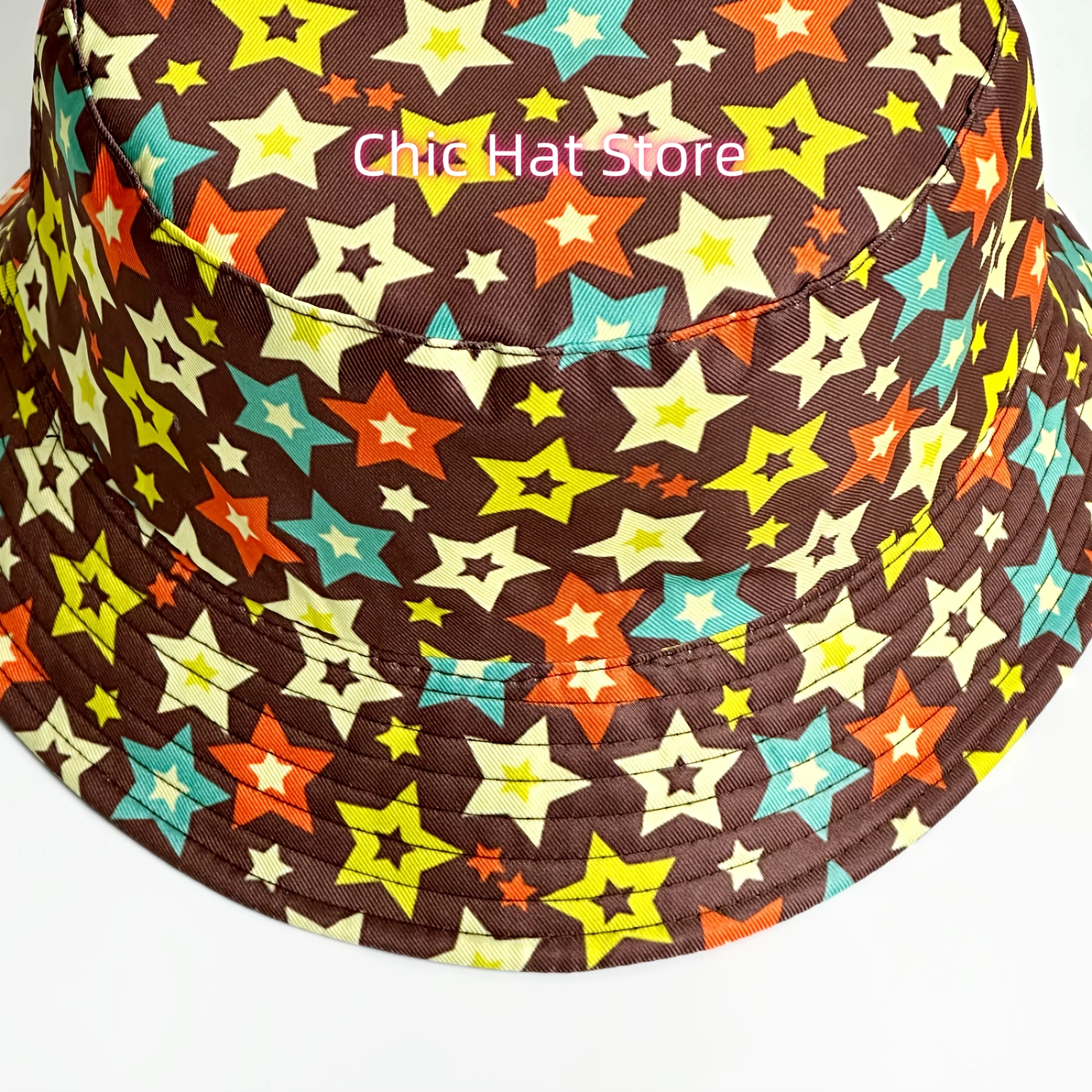1pc Colorful Star Pattern Neutral Print Fisherman Hat | Fashion Bucket Hat, Suitable for Outdoor Vacations, Party Gifts,