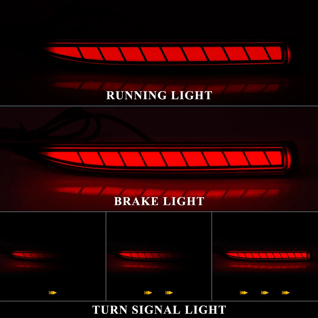 3 Function Car LED Rear Bumper Reflector For Toyota Corolla 2019 Dynamic Turn Signal Indicators Lamp Driving Warning Brake Light