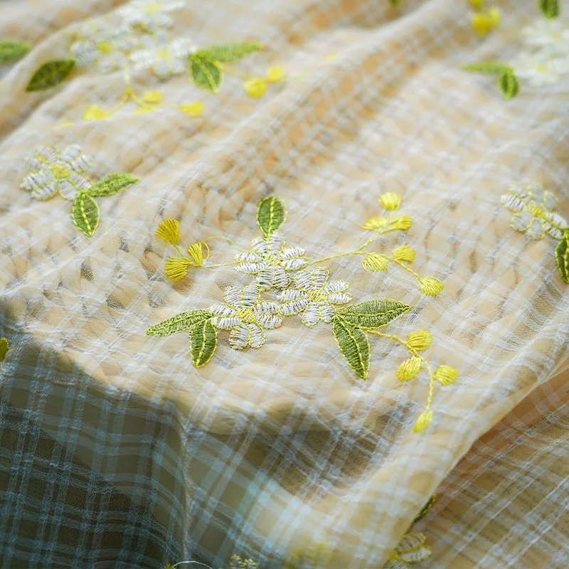 Daisy Embroidered Fabric for Dressmaking and Sewing Accessories DIY By The Meter Korean Japanese Style